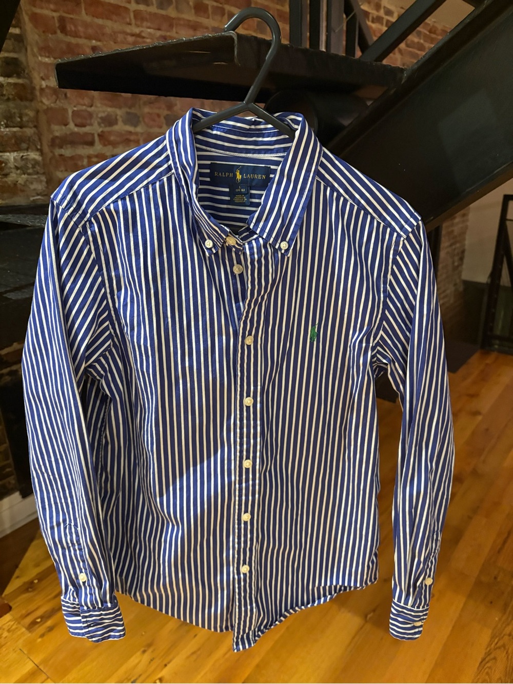 Ralph Lauren Blue and White Vertical Stripe Button-Down Shirt